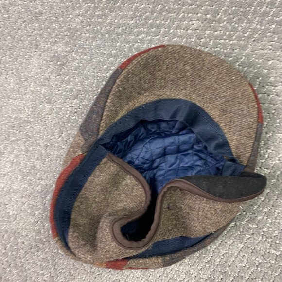 Magill Italy Patchwork Wool Tweed Flat Cap Newsboy Cabbie Hat Medium Ear Flaps - Picture 7 of 10
